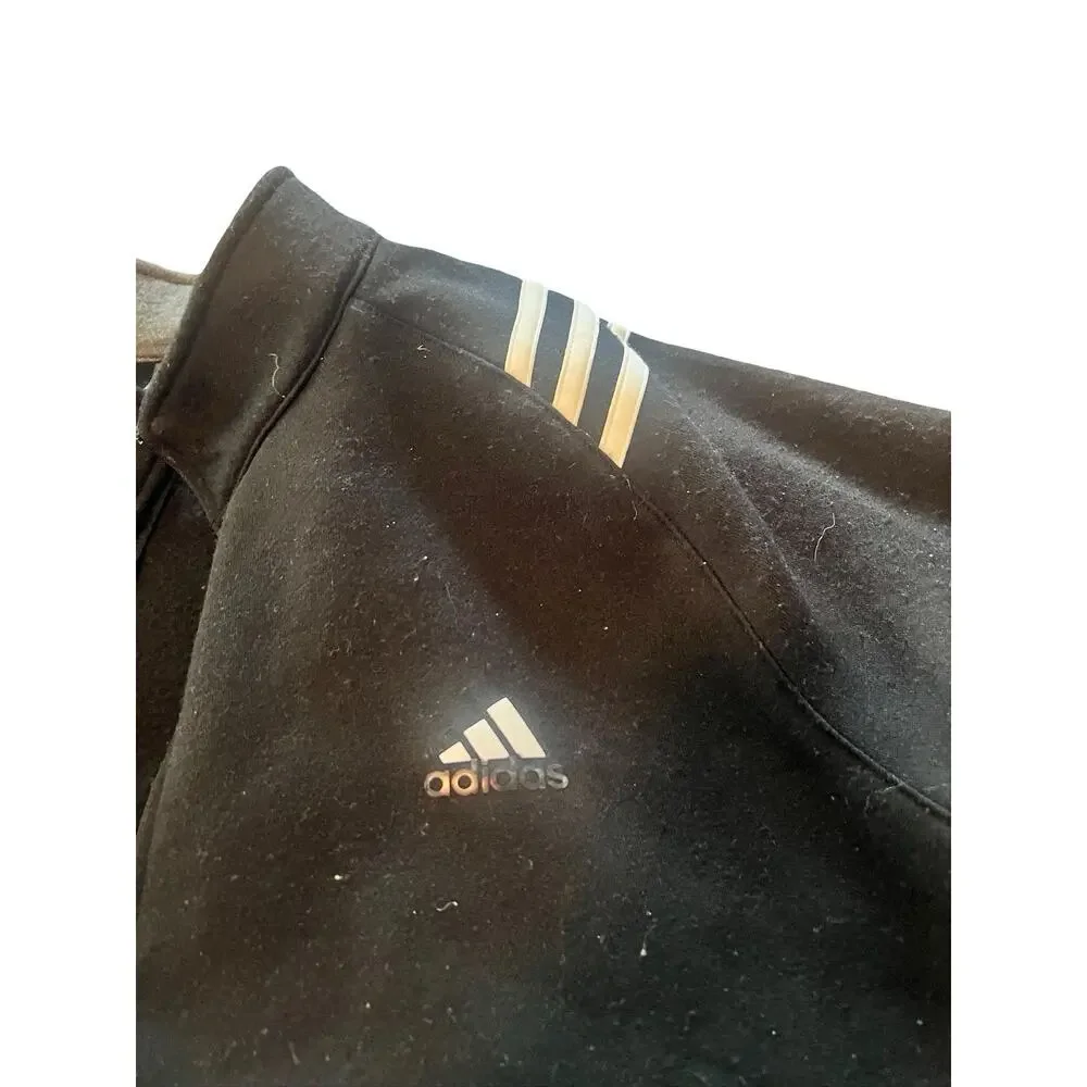 Adidas Golf Quarter Zip Pullover Mens XL Black Fleece 3 Stripe Mock Neck